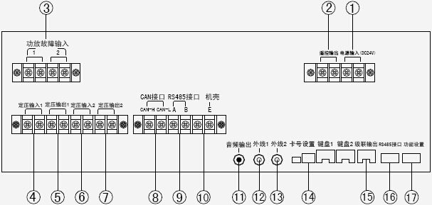 HY5723D廣播控制盤(pán)/MP3接線端子圖