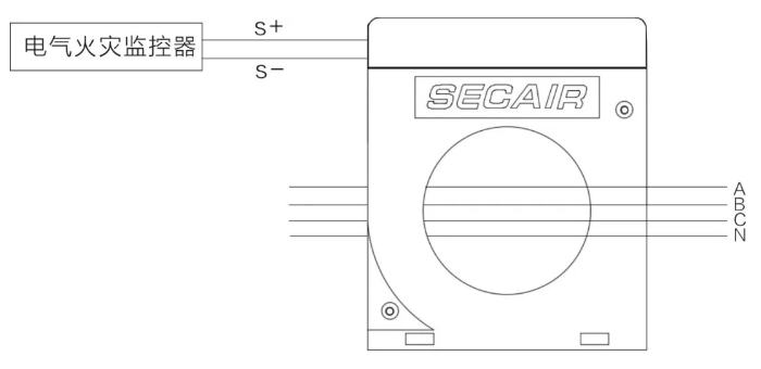 J-SCM41(160)剩余電流式<a href=http://www.js-yonghe.com.cn/dianqihuozai/ target=_blank class=infotextkey>電氣火災監控</a>探測器接線圖